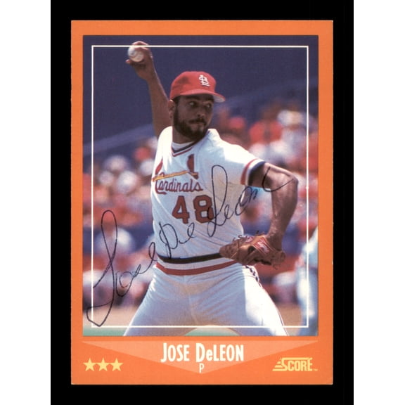 Jose DeLeon Autographed 1988 Score Traded Card #7T St. Louis Cardinals SKU #188444