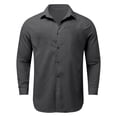 thumbnail image 3 of Mens T Shirts Breathable Blend Button Down Lightweight Long Sleeve Summer Tops,Grey,M, 3 of 3