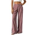 thumbnail image 3 of ClodeEU Women's Striped High Waist Wide Leg Linen Pants,Casual Loose Trousers with Pockets ,Women's Plus XXL, 3 of 7