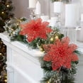 thumbnail image 4 of Paquete de 36 adornos de flores navideñas, adornos para árbol de Navidad con purpurina y flores de Pascua, púas de flores artificiales de seda de 4 pulgadas para guirnaldas navideñas, 4 of 5