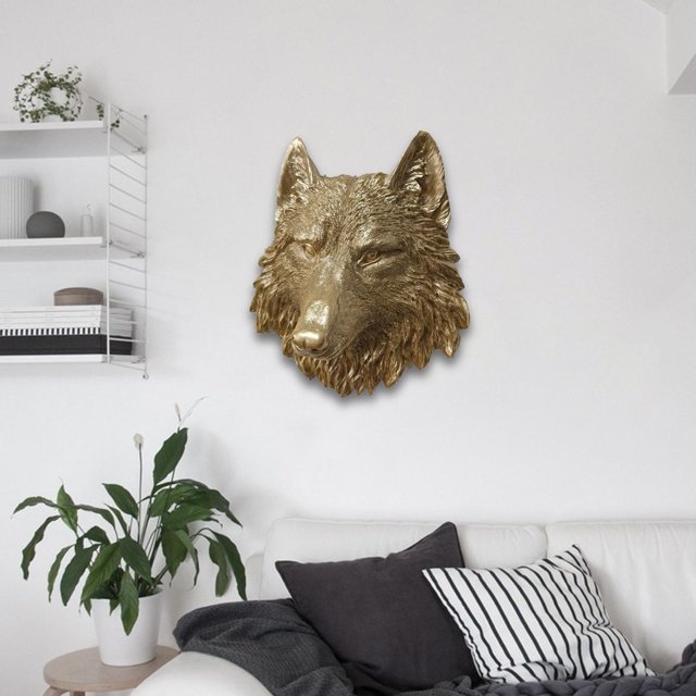 Estatua de pared con cabeza de Animal de poliresina, placa, arte de pared, artesanía decorativa hecha a mano, estatuilla de pared para decoración para sala de estar, ligera