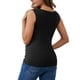thumbnail image 3 of Camiseta básica sin mangas de maternidad con fruncido cruzado para mujeres INSPIRE CHIC, paquete de 2, tops de lactancia en negro y gris, talla X-Large, 3 of 6