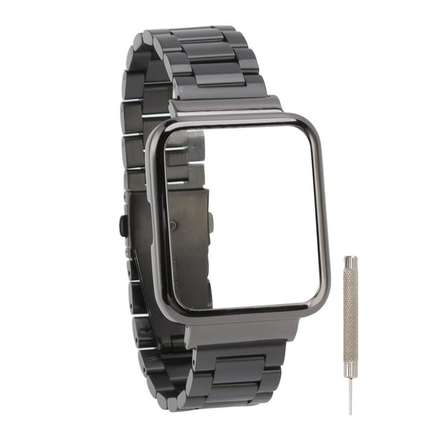 Bracelet de Remplacement Étanche en Acier Inoxydable Noir Bracelet Réglable pour Xiaomi Redmi Watch2 Lite