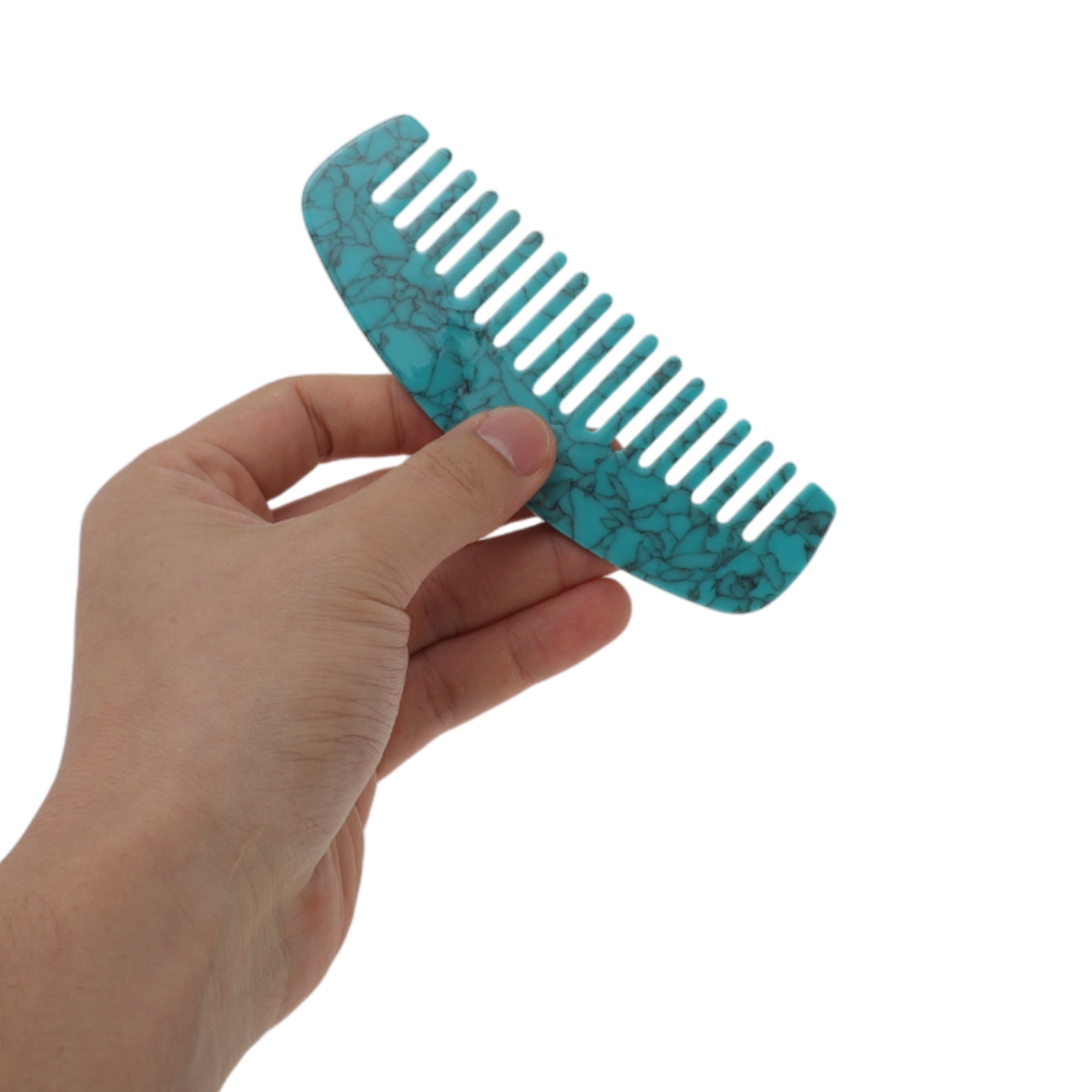 Unique Bargains 1 Pc Durable Marble Hair Comb Designed for All Hair Types Styles Lake Blue