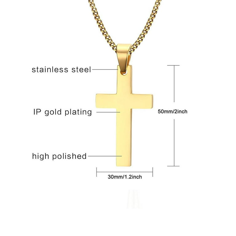Plain gold cross necklace mens deals