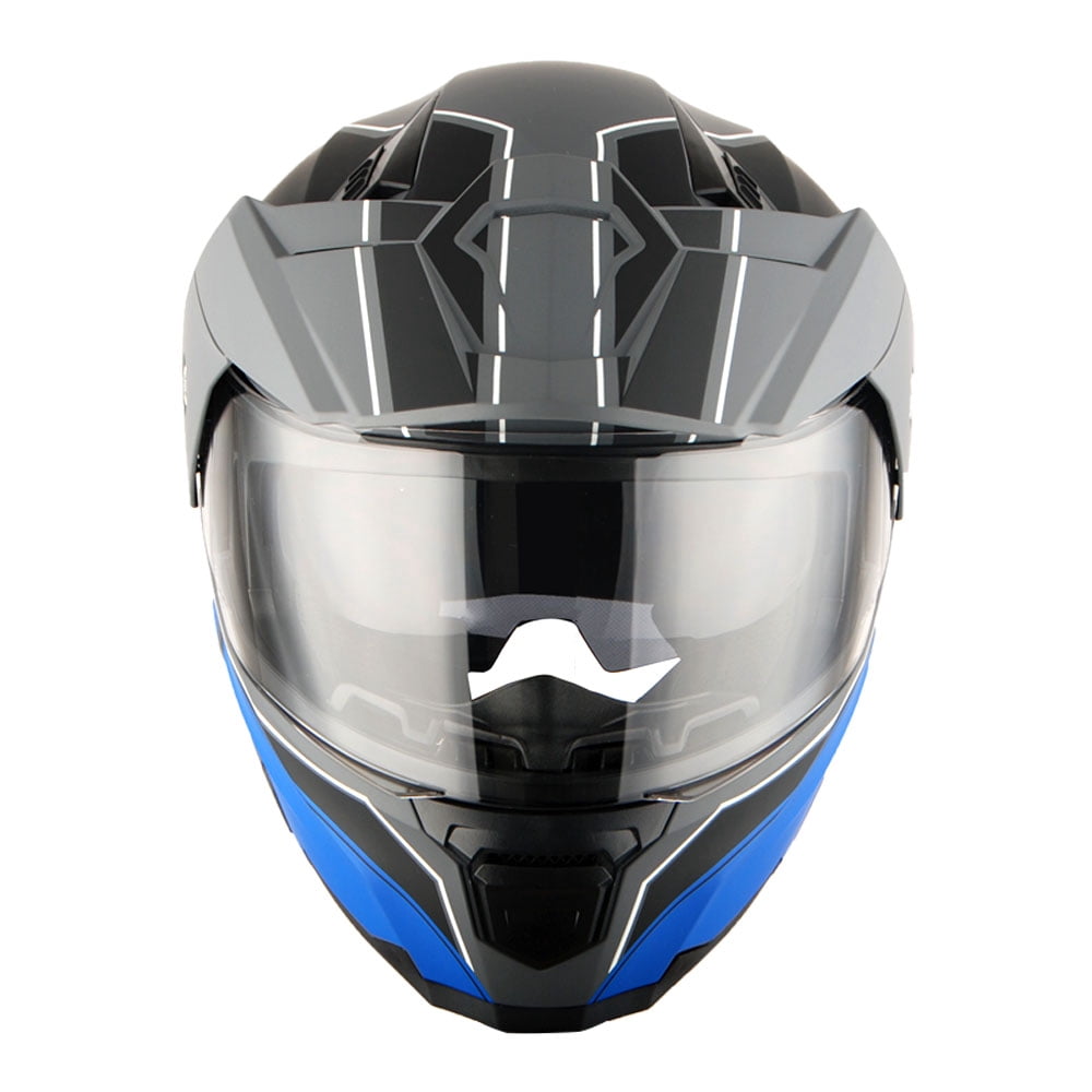 1Storm New Motorcycle Modular Flip up Full Face Helmet Dual Visor: HJK910 DSPORT Race Blue