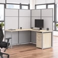 thumbnail image 2 of Easy Office L Shaped Cubicle Desk with Drawers in Natural Elm - Engineered Wood, 2 of 8