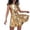 Gold, variant on Womens High Waist Mock -Neck A-line Dress Shiny Short Sleeve Dress Pole Dance Rave Party Bar Club Street Wear Pink M