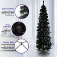thumbnail image 6 of Halloween Christmas Tree, 7.5 Feet Black Christmas Tree with 1000 Tips, Collapsible Pencil Christmas Tree with Metal Stand for Halloween, Indoor Outdoor Party Decorations, SS1499, 6 of 8