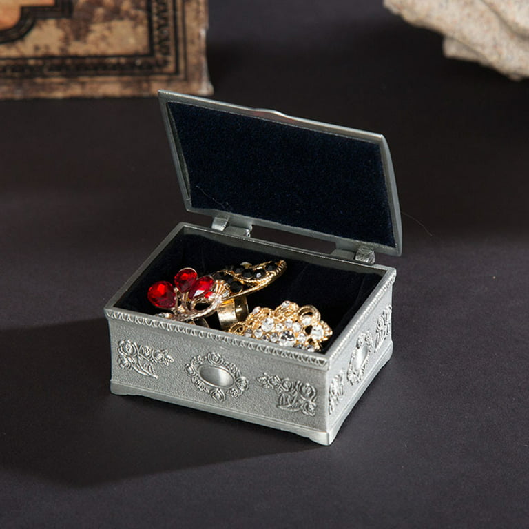 Jewelry Box Vintage Metal Jewelry Box Small Trinket Jewelry Storage Box for  Rings Earrings Necklace Antique Jewelry Keepsake Gift Box Case (Color 