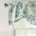 thumbnail image 4 of Teal Boho Tie Up Valance Curtains for Windows, Kitchen Curtains Window Treatments, Vintage Pattern Ethnic Flower Tribal Leaf Short Window Shades Valances for Bedroom Bathroom Cafe 42"x18", 4 of 8