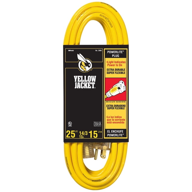 Cable de extensión Yellow Jacket 2886 con certificación UL 14/3 15 A 7,62 m