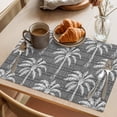thumbnail image 3 of Dark Grey Palm Tree Placemats Set of 4 Summer Botanical Tropical Tree Place Mats Indoor Wipeable Table Mats Washable Cloth Dining Table Placemats for Kitchen Holiday Party Home Decor 13x19 Inch, 3 of 9