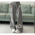 thumbnail image 4 of Mono con estampado de estrellas y múltiples bolsillos para mujer, pantalones holgados de talle alto estilo retro americano, estilo Y2K, informales, rectos y modernos, con pernera ancha, 4 of 4