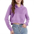 thumbnail image 2 of Sudadera con capucha corta con cremallera y manga larga para niñas, informal, con bolsillos, para niñas de 4 a 12 años, 2 of 8