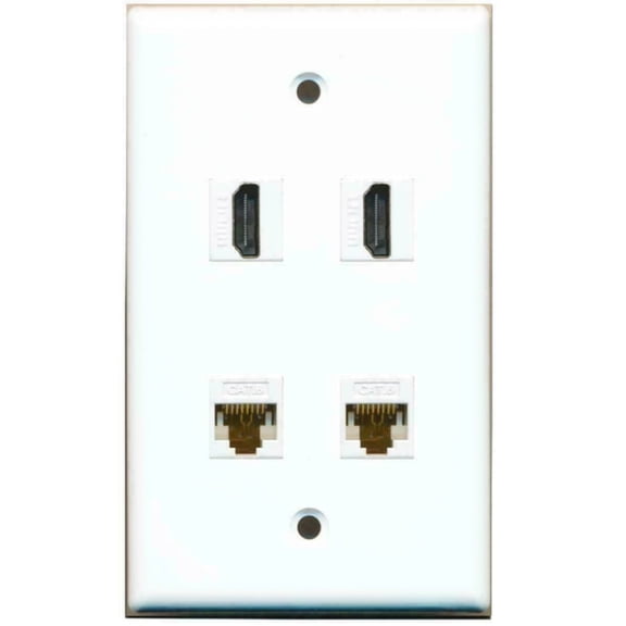 Ultra Spec Cables 2 Port HDMI 2 Port Cat6 Ethernet Wall Plate
