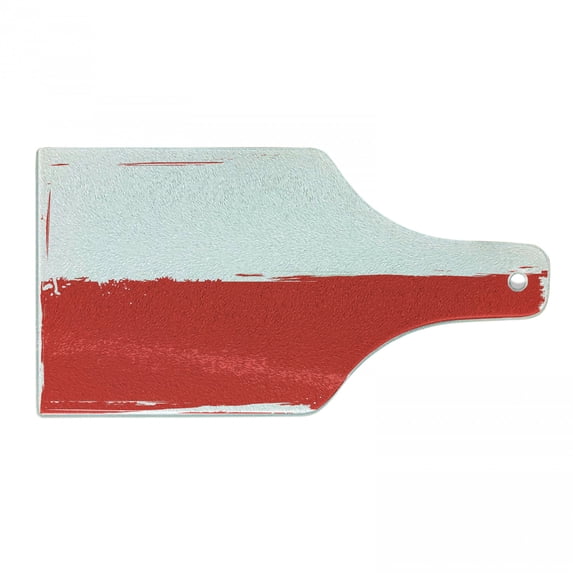 Poland Cutting Board, Grunge Illustration of Polish Flag Simple Concept Country Traits Print, Decorative Tempered Glass Cutting and Serving Board, in 3 Sizes, by Ambesonne