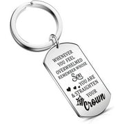 Inspirational Gifts Keychain Whenever You Feel Overwhelmed Straighten Your Crown Key Chain for Daughter Son Grandson