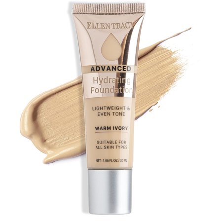 Ellen Tracy Advanced Hydrating Foundation- Lightweight Makeup Suitable for all Skin Types, Long Lasting, Flawless Finish Foundation, 1.06 fl oz (Warm Ivory)