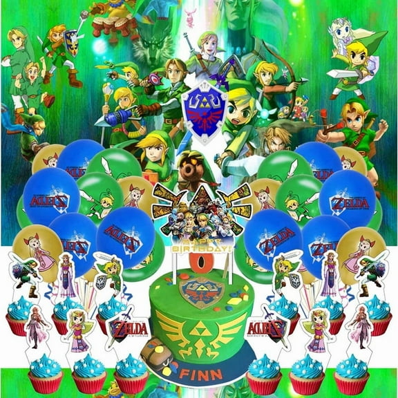 Zelda Party Supplies Decor Latex Balloons Birthday Banner Decorations Kit Backdrop Cake Topper