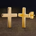 thumbnail image 4 of My Bible Women's Polished E-Coated Silver Cross Earrings, 4 of 6