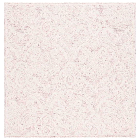 SAFAVIEH Blossom Travis Damask Area Rug, Pink/Ivory, 6' x 6' Square