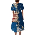 thumbnail image 6 of 4th of July Party Dresses for Women Patriotic Short Sleeve Wrap V Neck Tie Waist A-Line Ruffle Hem Flowy Midi Cocktail Dress, 6 of 6