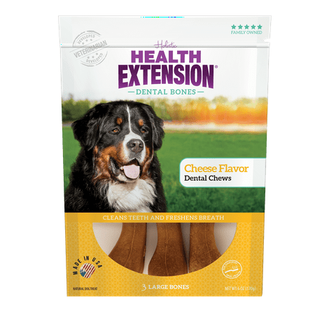 UPC: 0784672108171 | Health Extension Cheese Flavor Dental Bones Dog Treats  3-pack