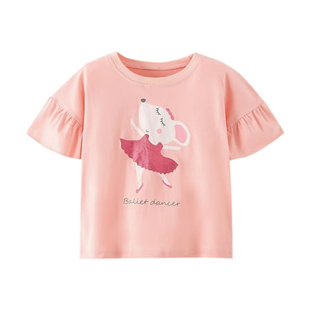 

Rovga T Shirt For Girls Tops Toddler Kids Baby Girls Summer Pink Children S Clothes Children S Short Sleeve T Shirt Cartoon Crewneck Shirt