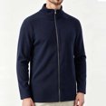 thumbnail image 5 of LODIENY Men Full Zip Cardigan Sweater Stand Collar Regular Fit Ribbed Knit Thermal Sweaters Long Sleeve Baggy Casual Fall Winter Outfits Navy XXL, 5 of 5