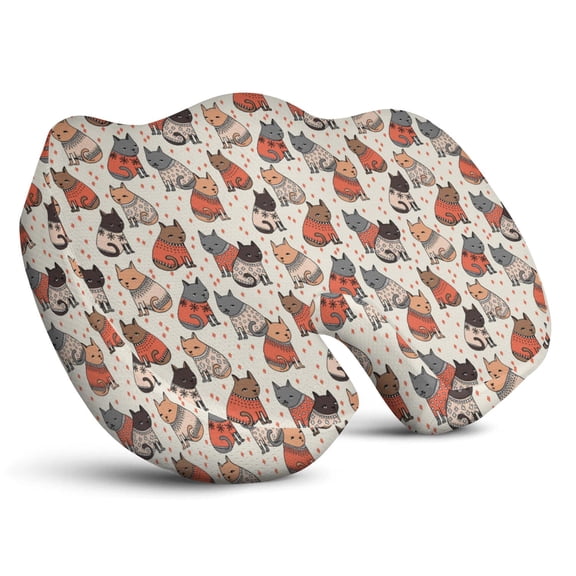 Premium Cat Pattern Memory Foam Seat Cushion Ergonomic Chair Pad for Office Chair, Car, Airplane & Bleachers Sciatica, Tailbone Hip & Back Pain Relief - Chair Cushion for Long Office Workers.