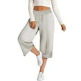 thumbnail image 5 of Mlzmgr Capri Pants Women Wide Leg Drawstring Elastic High Waisted Capris Solid Color Summer Casual Capri Pants, 5 of 5