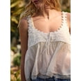thumbnail image 6 of Women Lace Trim Tank Tops Y2k Tie Front Semi Sheer Crop Vest Cute Sleeveless Scoop Neck Flowy Shirt White M, 6 of 8