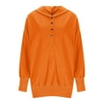 thumbnail image 5 of UTSJKR Oversized Hoodies for Women Thick Half Button V Neck Long Sleeve Sweatshirts Ribbed Pullover with Pockets Orange L, 5 of 6