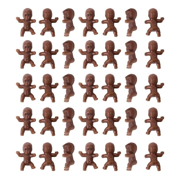 KAKOWELY 100 piezas de adornos de plástico para muñecas de bebé, mini recuerdos de fiesta de cumpleaños, regalos para bebés y niños pequeños (1) marrón