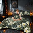 thumbnail image 3 of Homewish Halloween Ghost Twin Bedding, Daisy Flower Bedding Comforter Set, Dark Sage Off White, Black Reversible 7 Pieces, 3 of 6