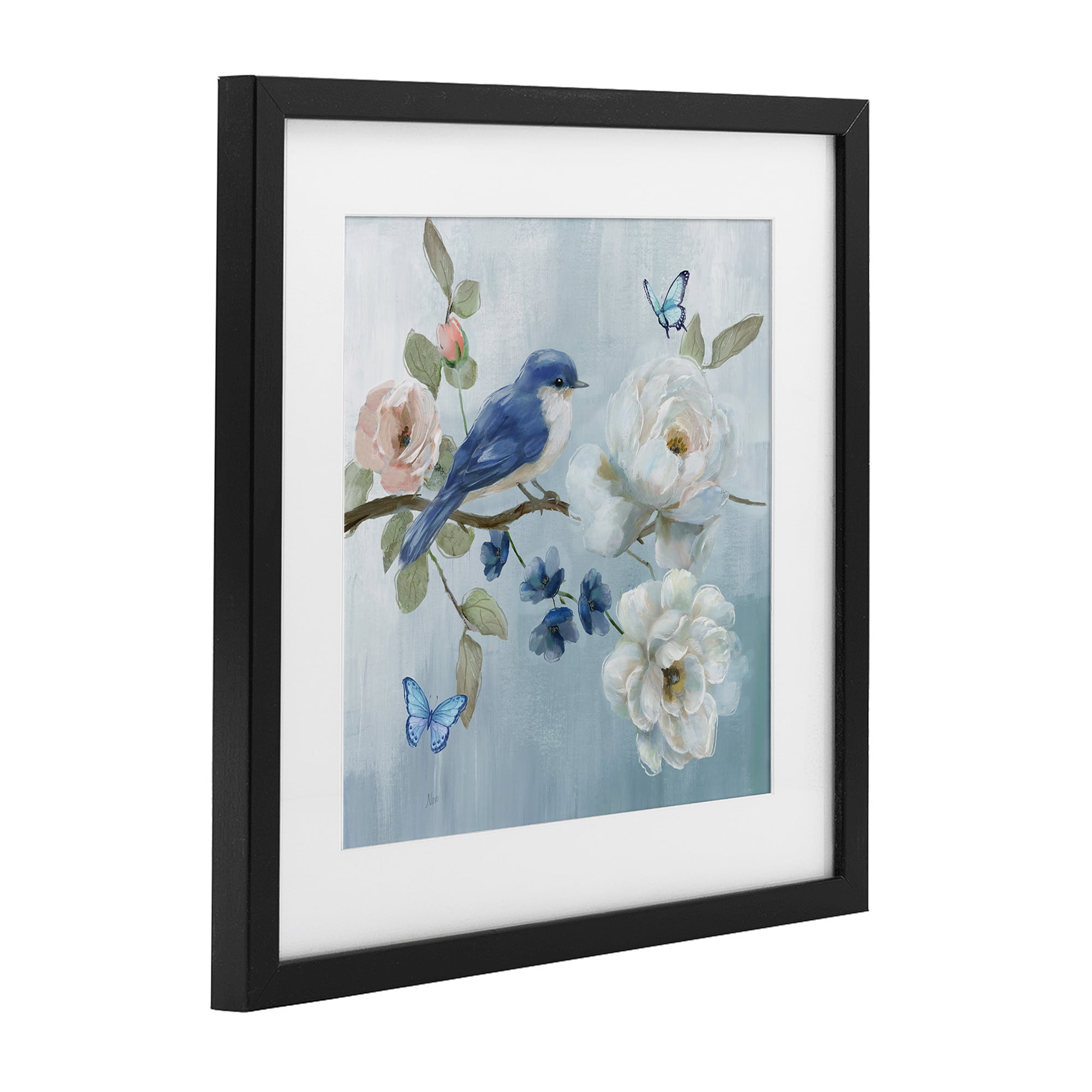 Stupell Industries Blue Bird Tranquility Black Framed Print Under Glass, design by Nan