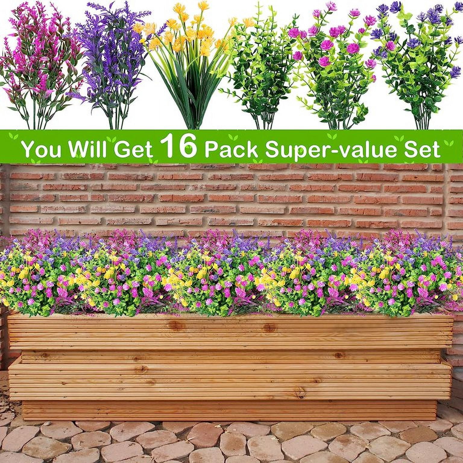 MAMOWEAR Artificial Flowers Outdoor UV Resistant Fake Flowers, Faux Plastic Flowers for Decoration Home Kitchen Garden Wedding Party Décor