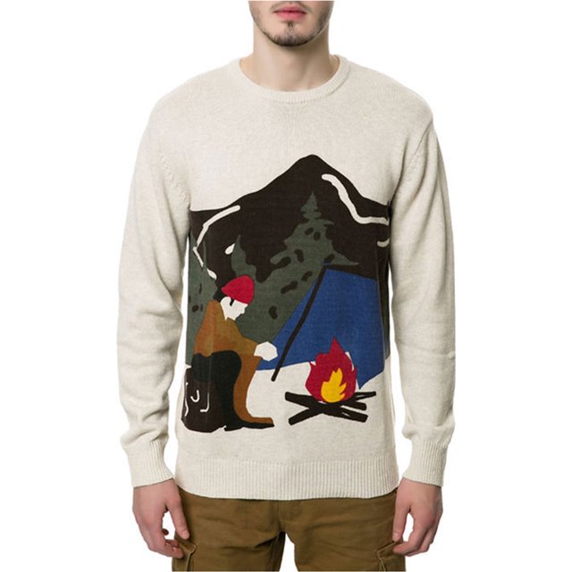 Staple Mens The Woodsman Pullover Sweater, Beige, XX-Large