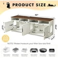 thumbnail image 6 of Double  Litter Box Enclosure with Power Outlet, Farmhouse Large Hidden Litter Box Cabinet TV Stand for 2 Cats, Antique White, 6 of 7