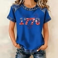 thumbnail image 2 of CIENVNSTG 2026 USA 250th Anniversary Shirt Women 1776 Flag Tee Independence Day Denim Patchwork Graphic Summer Shirt Blue XL, 2 of 7