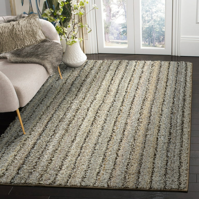 Garland Rug Striped Shag 9 ft. x 12 ft. Earth Tones Area Rug