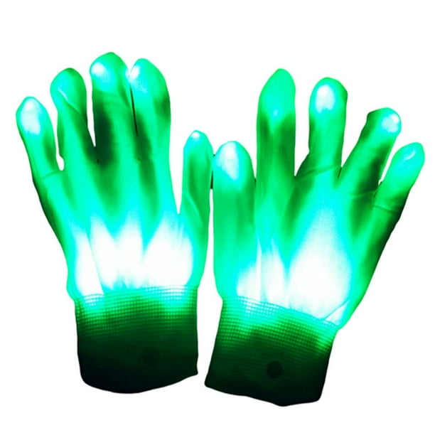Guantes con Luz 8 Colores, Juguetes con Luz, Guantes Intermitentes para Regalos de Cumpleaños, Fiestas Navideñas para Hombres verde
