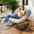 thumbnail image 6 of Patio Rocking Chair Outdoor & Indoor, Metal Patio Lounge Rocking Chair with Thick Cushion, Comfy Modern Rocker Chair for Living Room, Porch, Backyard, Beige Cushion - Black Matte Rocker, 6 of 6