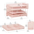 thumbnail image 3 of Mesh Desk Organizer, 3 Trays, 1 Drawer, 2 Pen Holders, Office Desktop Organizer, Metal Mesh, Pink, 3 of 4