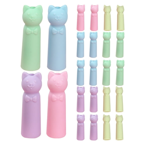 GOOHOCHY Cute Cat Pencil Topper with Cartoon Design for Stylus Pen Vibrant Assorted Colors Soft Silicone Material