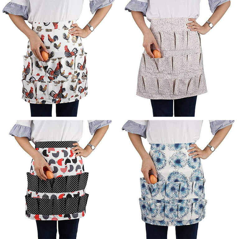 Gwong Kitchen Farm Hen Print Two-row Chicken Egg Collecting Gathering Apron  Pocket(Type 13#) 