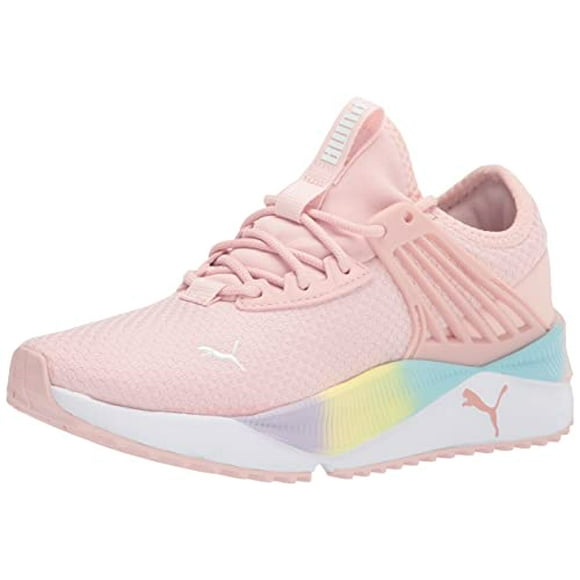 PUMA Pacer Future Rainbow Sneaker, Lotus White-Yellow Pear, 6.5 US Uni Big Kid