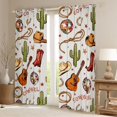 thumbnail image 2 of Homewish Cartoon Western Cactus Black Out Curtains for Teen, Folk Country Music Curtains Pack of 2 (42x63 Each), Cowgirl Boot Bedroom Curtains, Window Curtains Decor, 2 of 6