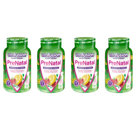 Vitafusion PreNatal Dietary Supplement, Lemon & Raspberry Lemonade Flavors 90 ea (Pack of 4)